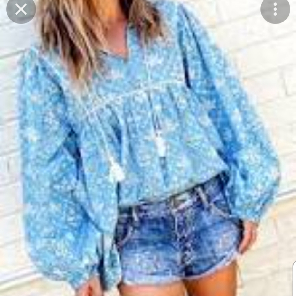 SLV Sur La Vogue Blue Pacific Blouse size 3